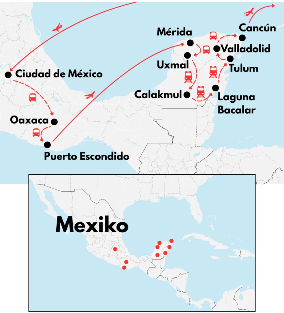Mapa trasy — Mexiko