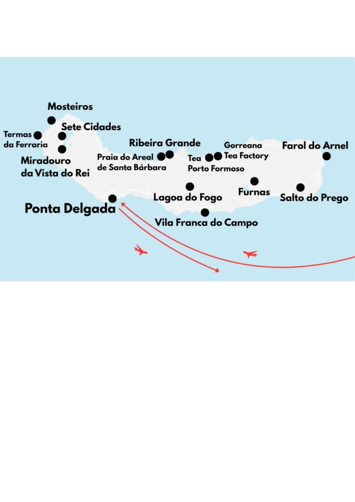 Mapa trasy — Azorské ostrovy – São Miguel